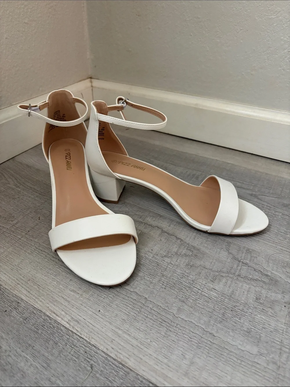 Lucky Brand White Ankle-Strap Block Heel Sandals